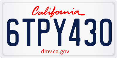 CA license plate 6TPY430