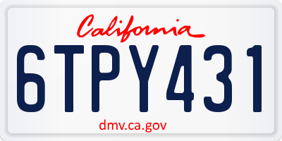 CA license plate 6TPY431