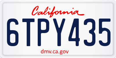 CA license plate 6TPY435