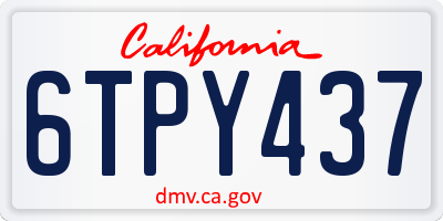 CA license plate 6TPY437