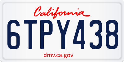 CA license plate 6TPY438