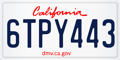 CA license plate 6TPY443