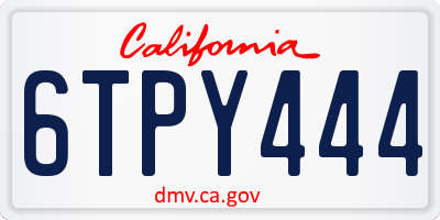 CA license plate 6TPY444