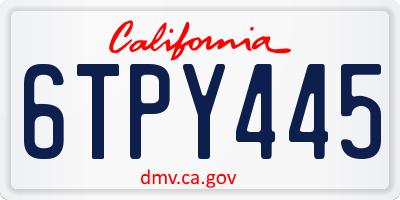 CA license plate 6TPY445