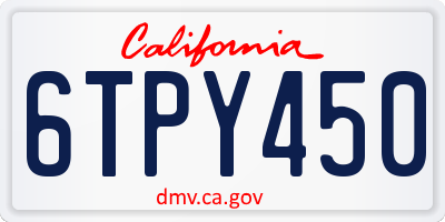 CA license plate 6TPY450