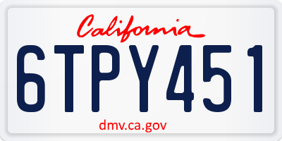 CA license plate 6TPY451