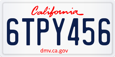 CA license plate 6TPY456