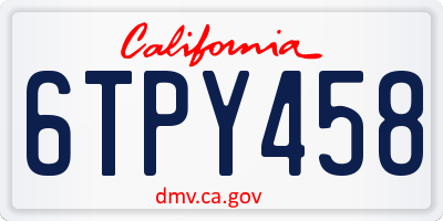 CA license plate 6TPY458