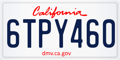 CA license plate 6TPY460