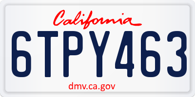 CA license plate 6TPY463