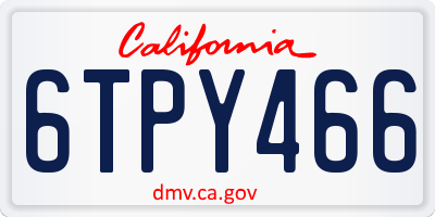 CA license plate 6TPY466