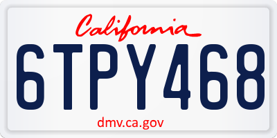 CA license plate 6TPY468