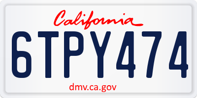 CA license plate 6TPY474