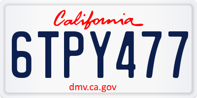 CA license plate 6TPY477