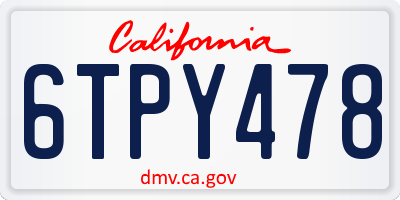 CA license plate 6TPY478