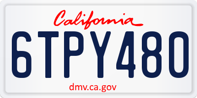 CA license plate 6TPY480