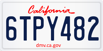 CA license plate 6TPY482
