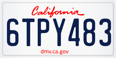 CA license plate 6TPY483