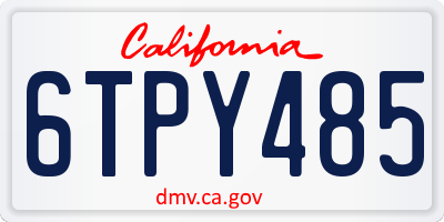 CA license plate 6TPY485