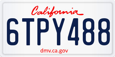 CA license plate 6TPY488