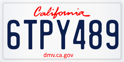 CA license plate 6TPY489