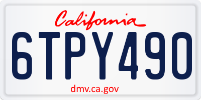 CA license plate 6TPY490