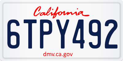 CA license plate 6TPY492