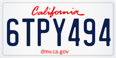 CA license plate 6TPY494