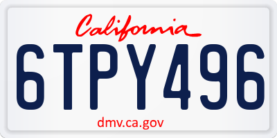 CA license plate 6TPY496
