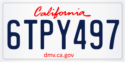 CA license plate 6TPY497