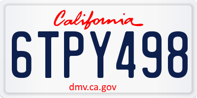 CA license plate 6TPY498