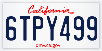 CA license plate 6TPY499