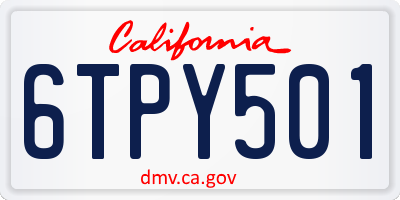 CA license plate 6TPY501