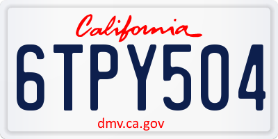 CA license plate 6TPY504