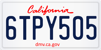 CA license plate 6TPY505