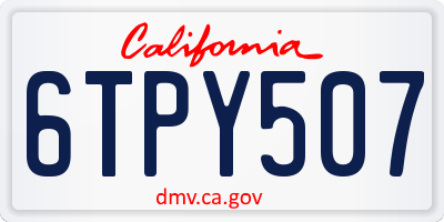 CA license plate 6TPY507