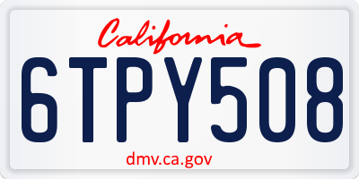 CA license plate 6TPY508