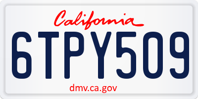CA license plate 6TPY509