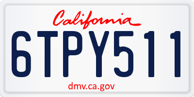 CA license plate 6TPY511