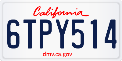 CA license plate 6TPY514