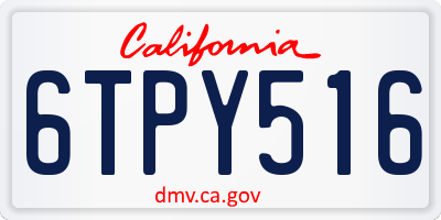 CA license plate 6TPY516