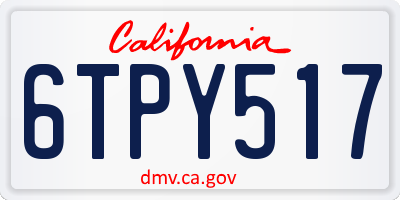 CA license plate 6TPY517