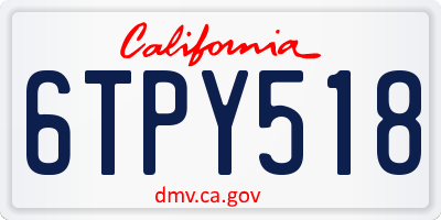 CA license plate 6TPY518