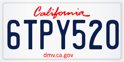 CA license plate 6TPY520