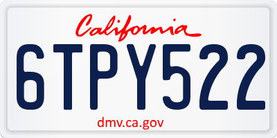 CA license plate 6TPY522