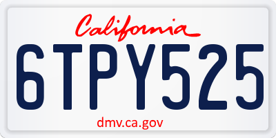 CA license plate 6TPY525