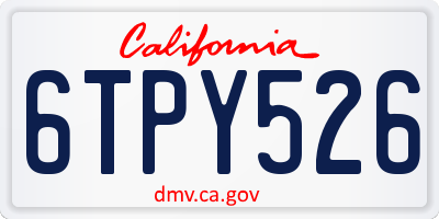 CA license plate 6TPY526