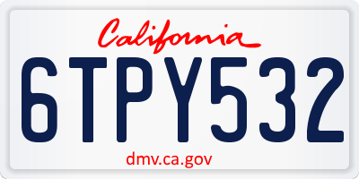 CA license plate 6TPY532