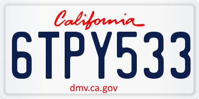 CA license plate 6TPY533