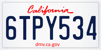 CA license plate 6TPY534